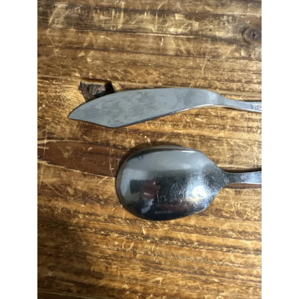 Hanford Forge Stainless AVON ROSE‎ Flatware BUTTER KNIFE & SUGAR SPOON Korea MCM